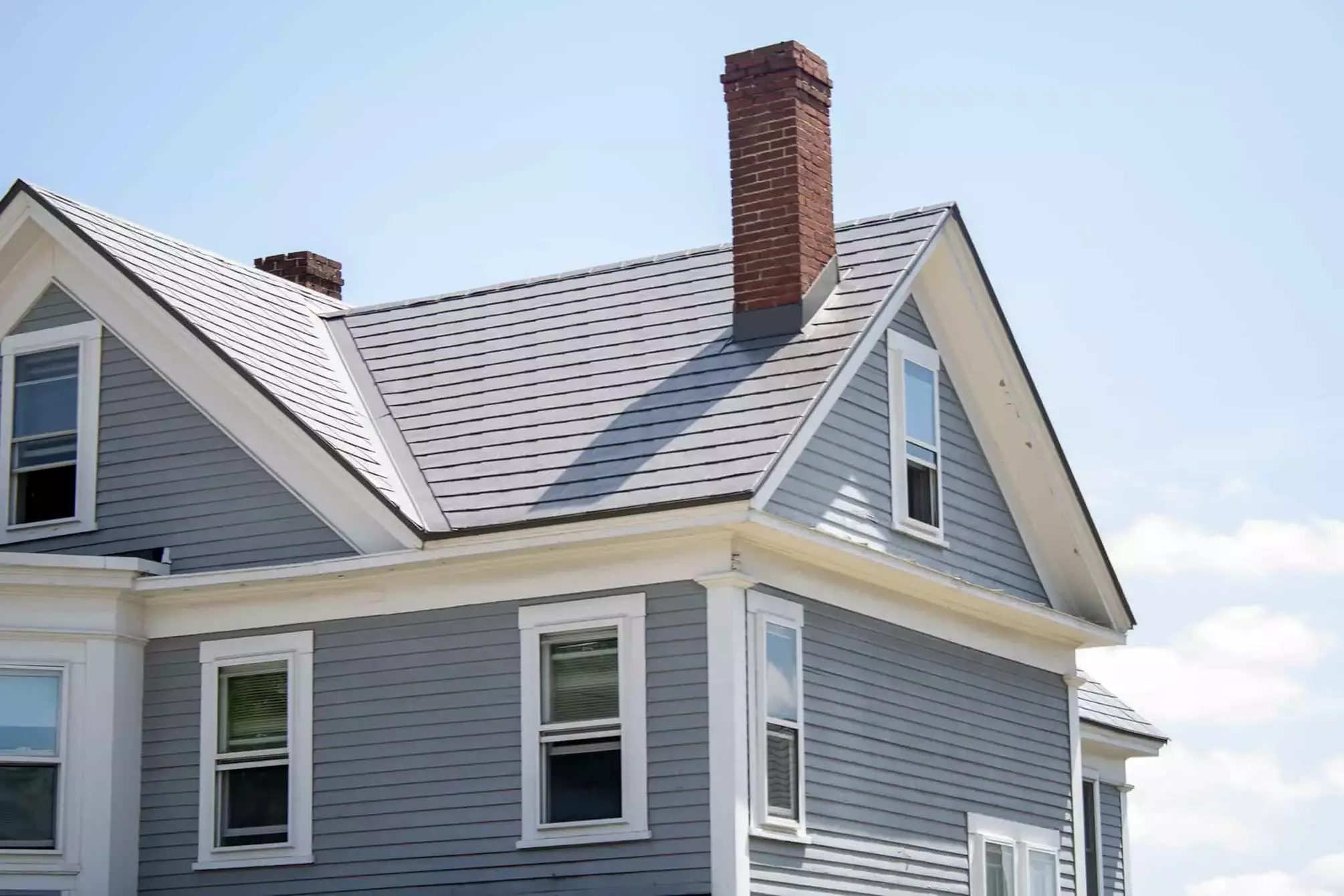 MANE16020 - Fitchburg, MA 01420 Interlock Metal Roofing Aluminum Musket Grey Slate Roof Chimney Details