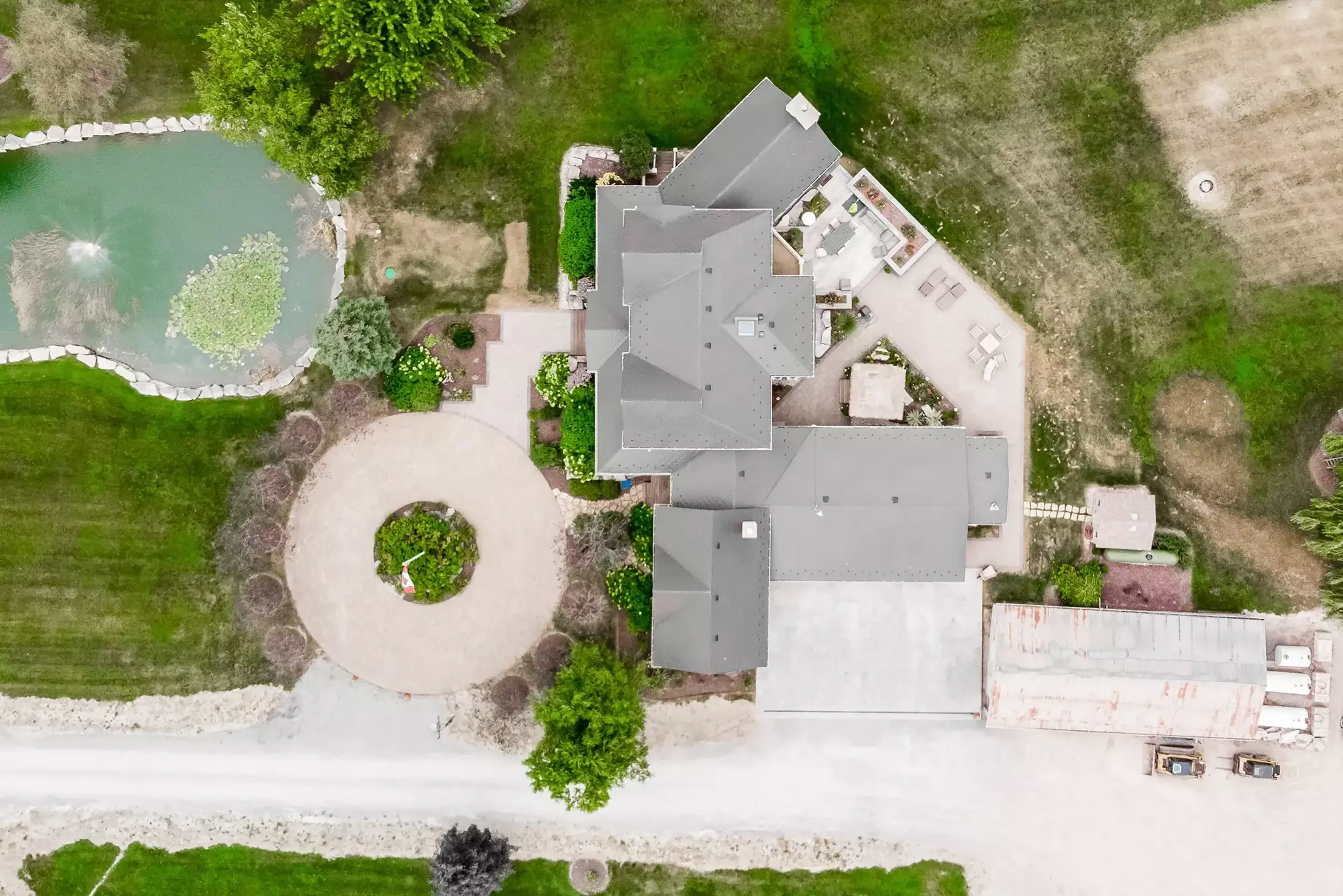 ONMS18233 Pefferlaw, ON L0E1N0 Interlock Metal Roofing Tudor Brown Aluminum Cedar Shingle Roof Top Aerial